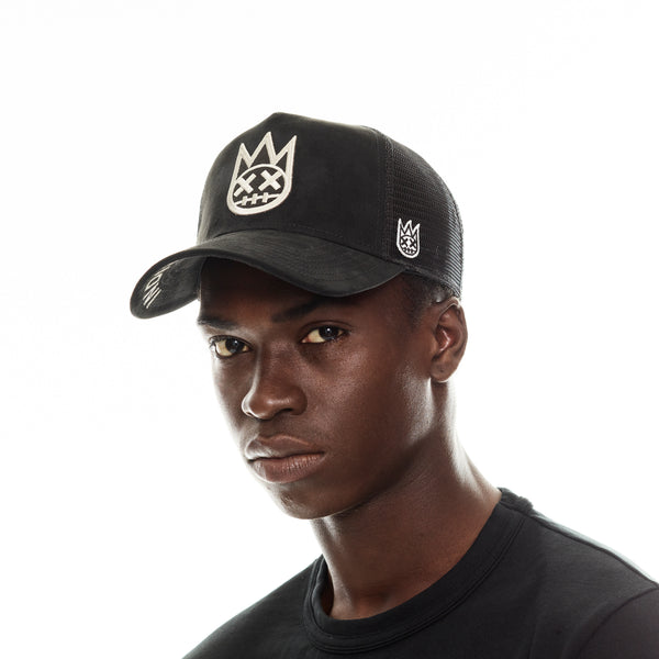 Cult Of Individuality Mesh Back Trucker Hat In Vintage Black Shimuchan Logo Hats