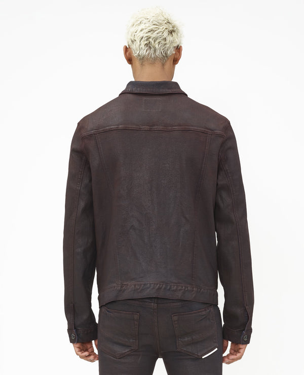 Cult Of Individuality MK1 DENIM JACKET OVERSPRAY IN BURGUNDY Denim Jackets