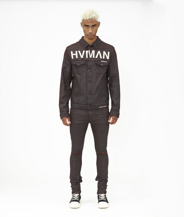 Cult Of Individuality MK1 DENIM JACKET OVERSPRAY IN BURGUNDY Denim Jackets