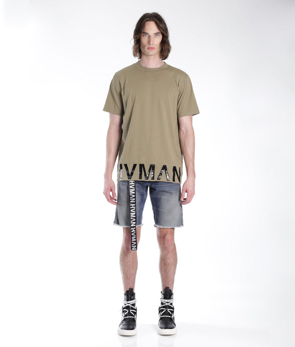 Cult Of Individuality NOVELTY TEE HVMAN HEM IN SAGE Tshirt