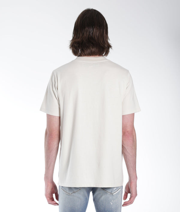 Cult Of Individuality NOVELTY TEE OVERSIZED TRIANGLE EMBROIDERY IN CREAM Tshirt