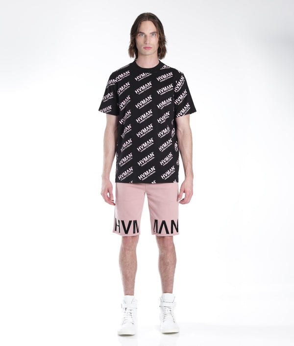 Cult Of Individuality NOVELTY TEE REPEAT IN BLACK & DUSTY PINK LETTERING Tshirt