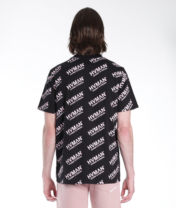 Cult Of Individuality NOVELTY TEE REPEAT IN BLACK & DUSTY PINK LETTERING Tshirt