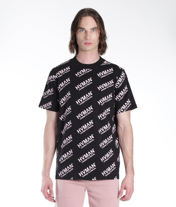 cult of individuality NOVELTY TEE REPEAT IN BLACK & DUSTY PINK LETTERING Tshirt