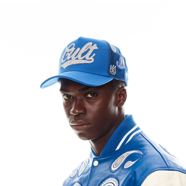 Cult Of Individuality PAISLEY SHIMUCHAN LOGO MESH BACK TRUCKER HAT IN ROYAL BLUE Hats