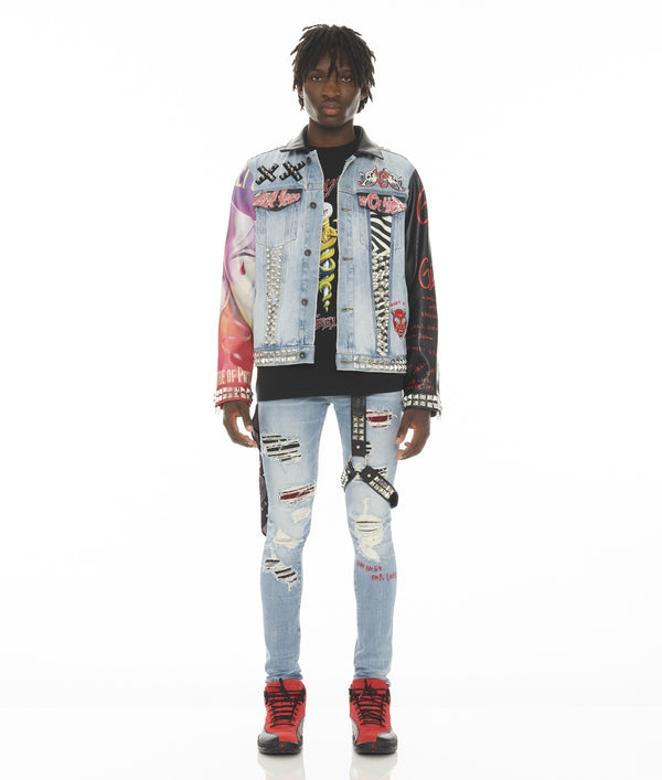 Cult Of Individuality PUNK SUPER SKINNY 220 STUD MOTLEY CRUE IN CRUE Jeans