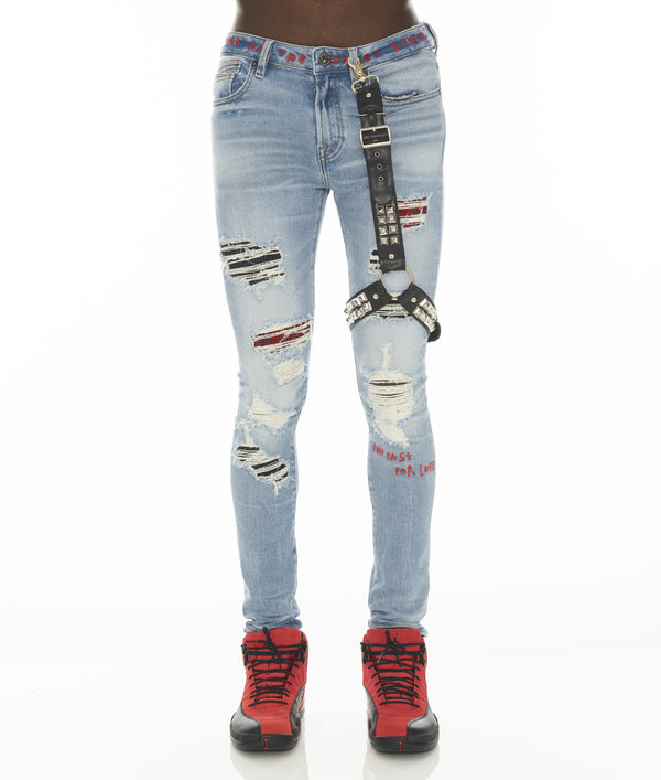 cult of individuality PUNK SUPER SKINNY 220 STUD MOTLEY CRUE IN CRUE Jeans