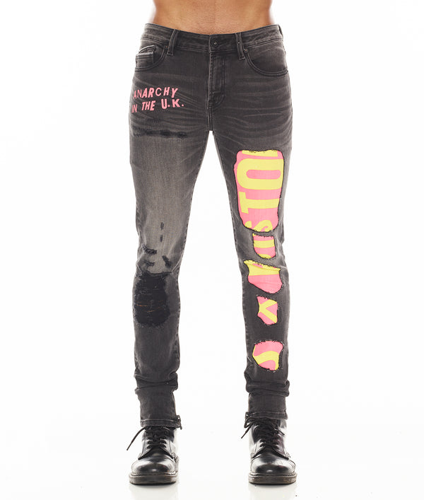 cult of individuality PUNK SUPER SKINNY "SEX PISTOLS" IN BOLLOCKS Jeans