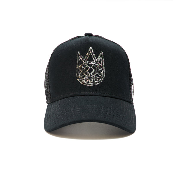 Cult Of Individuality SEQUINS TRUCKER HAT IN BLACK Hats