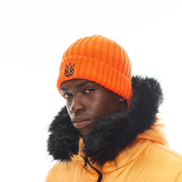 Cult Of Individuality Shimuchan Logo Knit Hat In Coral Knit Hats