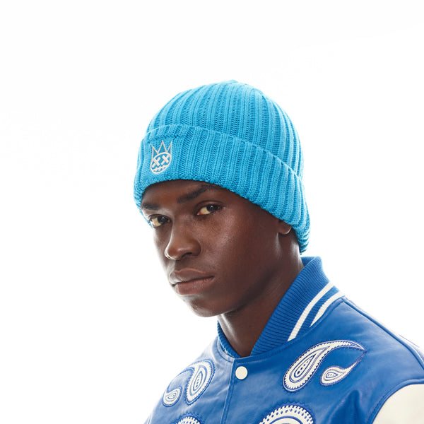 Cult Of Individuality Shimuchan Logo Knit Hat In Electric Blue Knit Hats