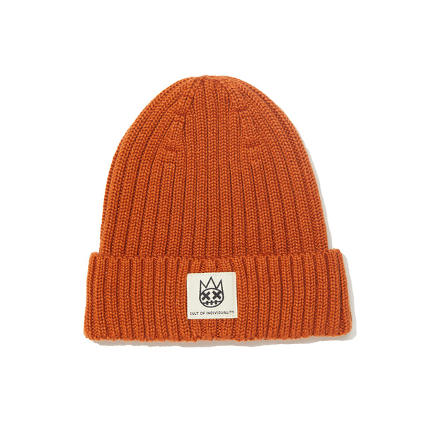 Cult Of Individuality Shimuchan Logo Knit Hat In Vintage Rust Knit Hats