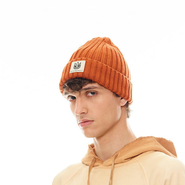 Cult Of Individuality Shimuchan Logo Knit Hat In Vintage Rust Knit Hats
