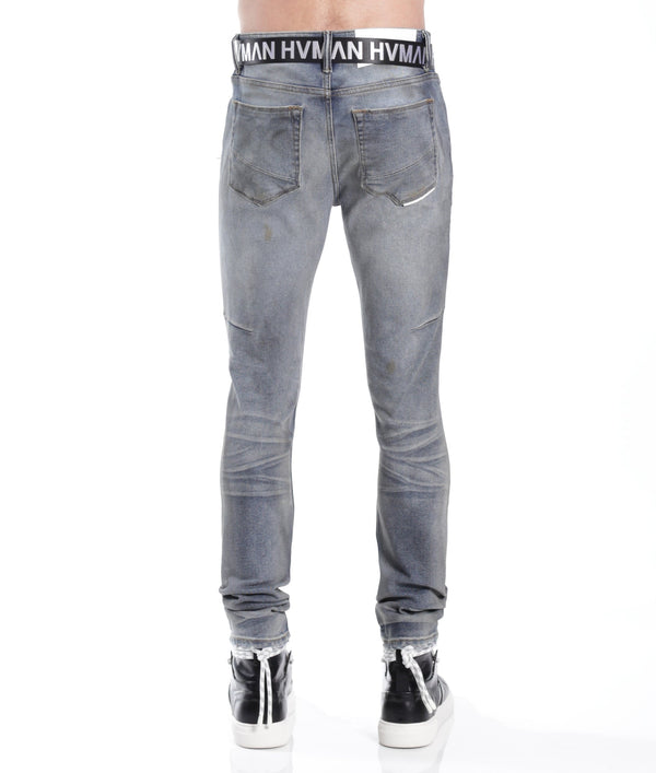 Cult Of Individuality STRAT SUPER SKINNY FIT JEAN W/BLACK BELT IN ALLOY Jeans