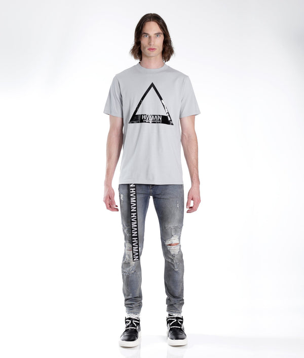 Cult Of Individuality STRAT SUPER SKINNY FIT JEAN W/BLACK BELT IN ALLOY Jeans