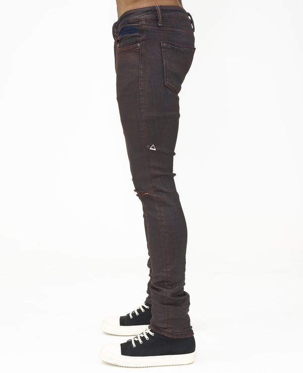 Cult Of Individuality STRAT SUPER SKINNY OVERSPRAY IN BURGUNDY Jeans