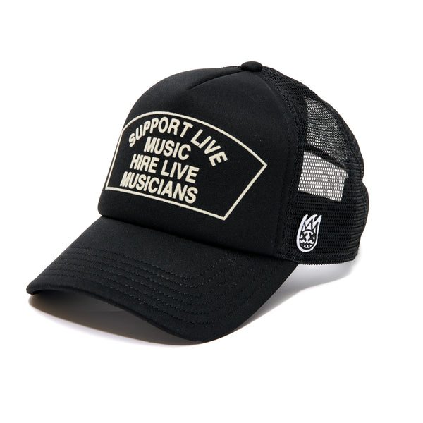 cult of individuality Support Live Music Trucker Hat – Black Mesh Back Cap Hats