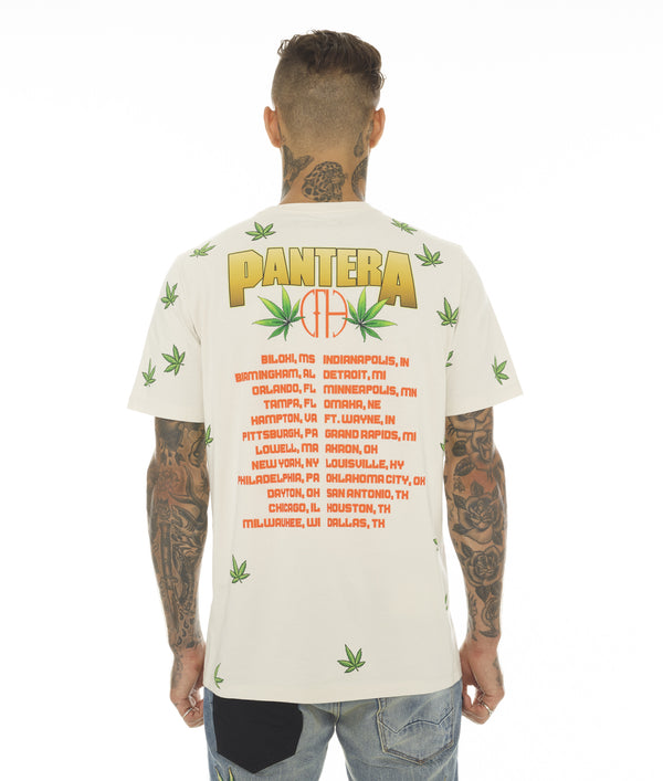 Cult Of Individuality T-SHIRT SHORT SLEEVE CREW NECK TEE "PANTERA 420" IN CREAM Tshirt