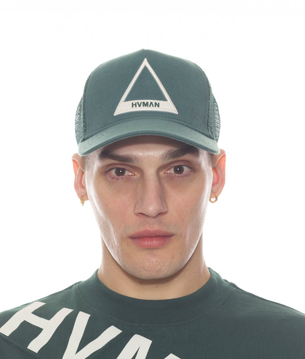 Cult Of Individuality TRIANGLE LOGO MESH TRUCKER CAP IN RAINFOREST Hats