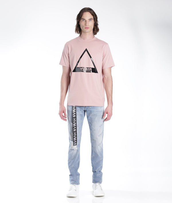 Cult Of Individuality TRIANGLE LOGO TEE IN DUSTY PINK Tshirt