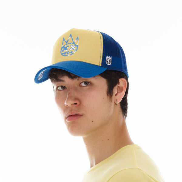 Cult Of Individuality Vintage Yellow Trucker Hat – Mesh Back Curved Visor Clean Logo Hats