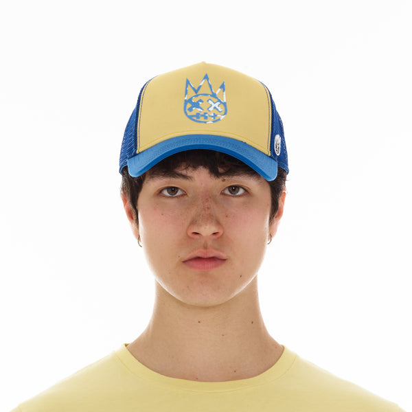 Cult Of Individuality Vintage Yellow Trucker Hat – Mesh Back Curved Visor Clean Logo Hats