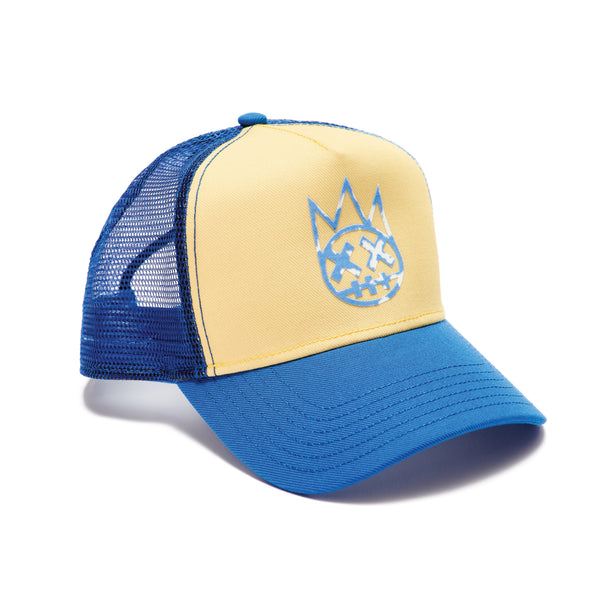 cult of individuality Vintage Yellow Trucker Hat – Mesh Back Curved Visor Clean Logo Hats