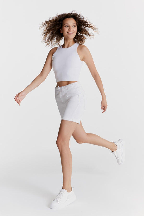 Cup Of Joe Denim Anna Mid Waist Regular Length Jogger 5 Pocket Shorts