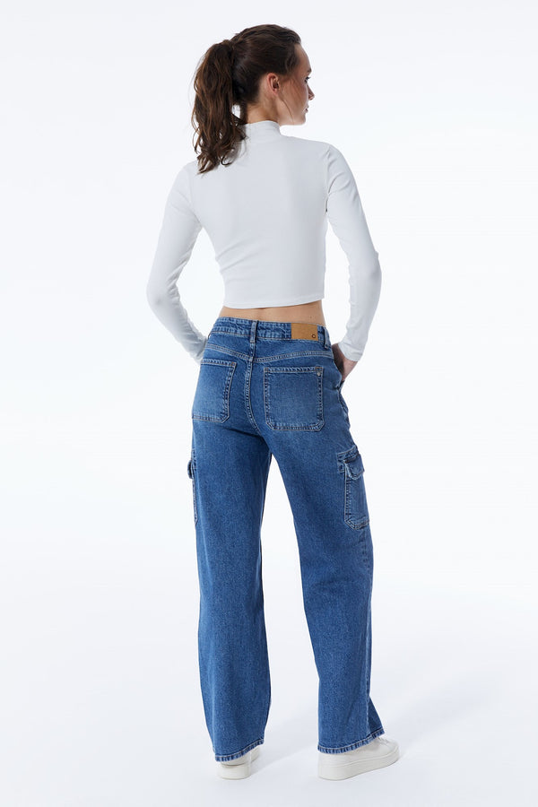 Cup Of Joe Denim Charlotte High Waist Full Length Cargo Jeans