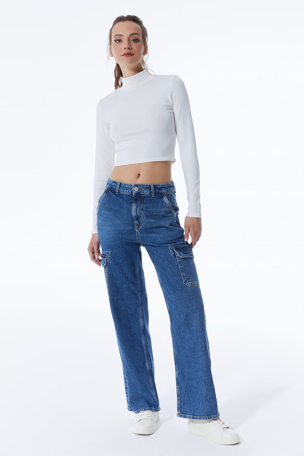 Cup Of Joe Denim Charlotte High Waist Full Length Cargo Jeans