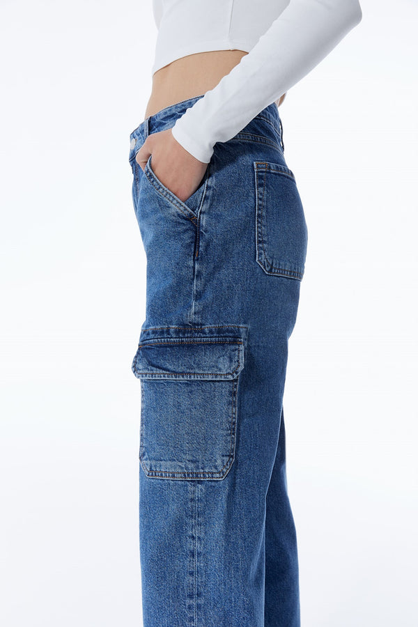 Cup Of Joe Denim Charlotte High Waist Full Length Cargo Jeans