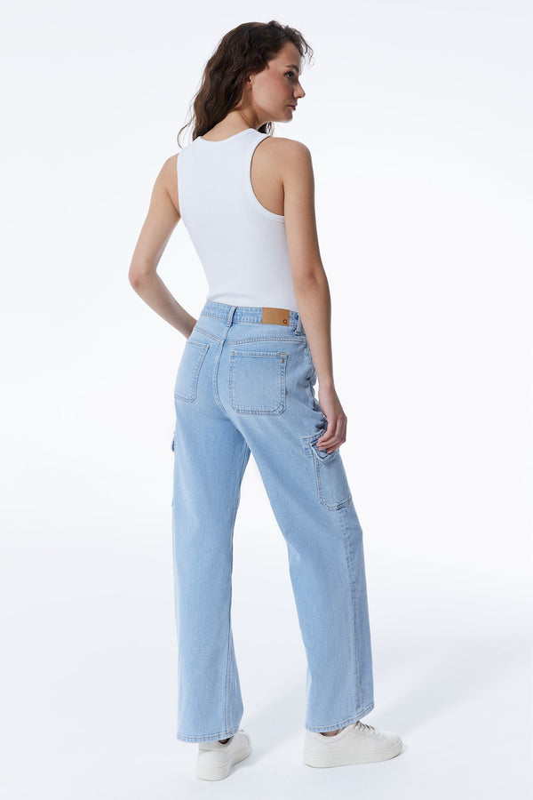 Cup Of Joe Denim Charlotte High Waist Full Length Cargo Jeans