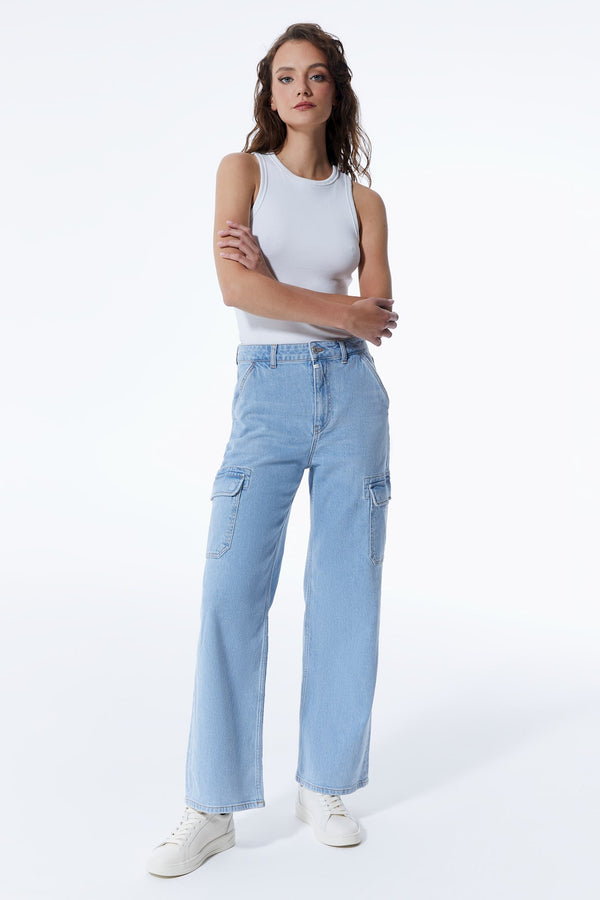 cup of joe denim Charlotte High Waist Full Length Cargo Jeans