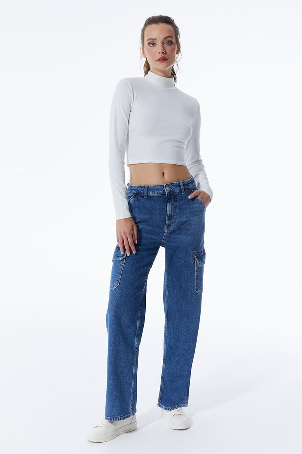 cup of joe denim Charlotte High Waist Full Length Cargo Jeans