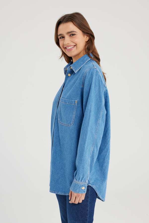 Cup Of Joe Denim Arya Long Sleeve Shirt