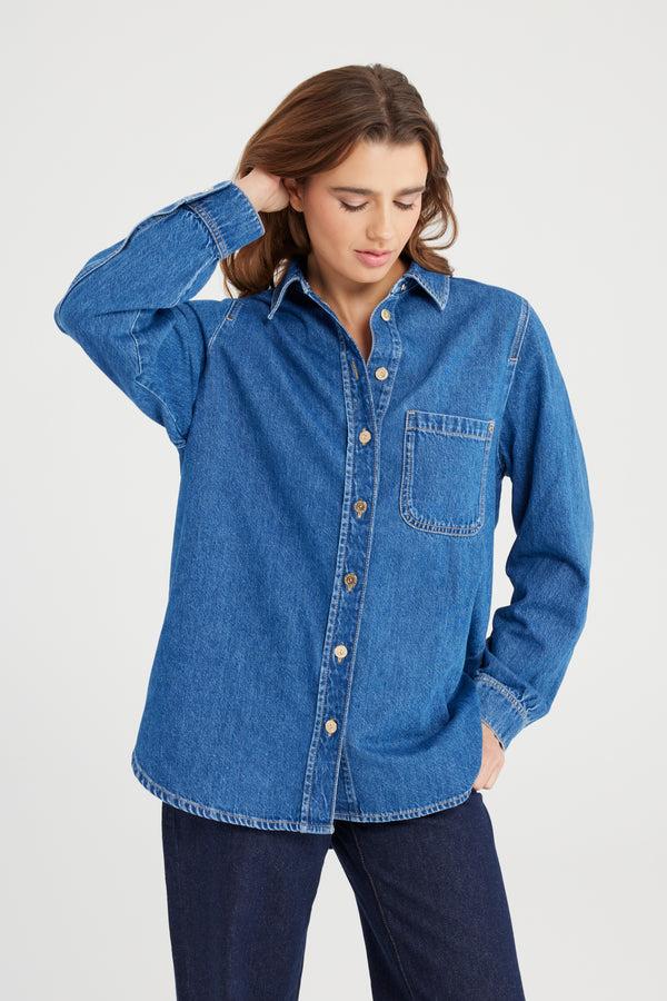 Cup Of Joe Denim Arya Long Sleeve Shirt