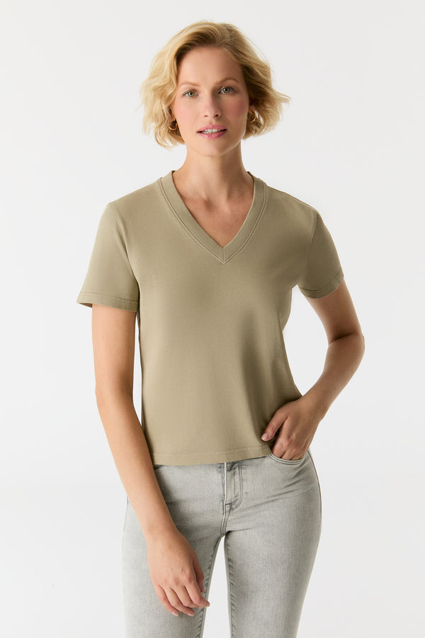 Cup Of Joe Denim Greta V Neck Short Sleeve Tshirt