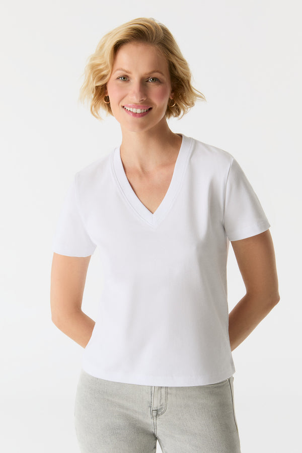 Cup Of Joe Denim Greta V Neck Short Sleeve Tshirt