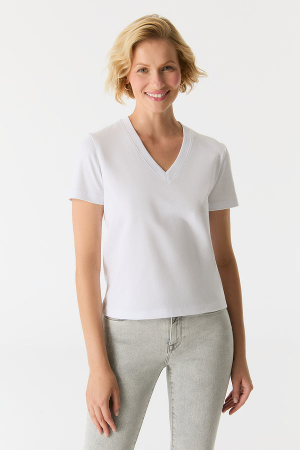 cup of joe denim Greta V Neck Short Sleeve Tshirt