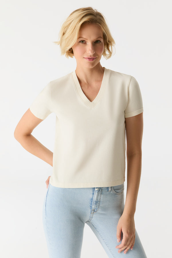 Cup Of Joe Denim Greta V Neck Short Sleeve Tshirt