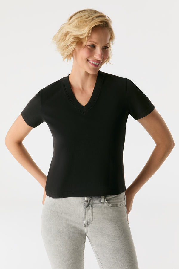 Cup Of Joe Denim Greta V Neck Short Sleeve Tshirt