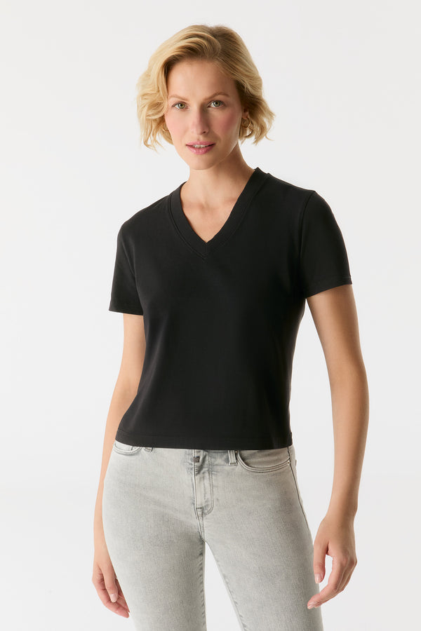 Cup Of Joe Denim Greta V Neck Short Sleeve Tshirt