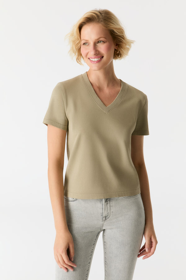 cup of joe denim Greta V Neck Short Sleeve Tshirt