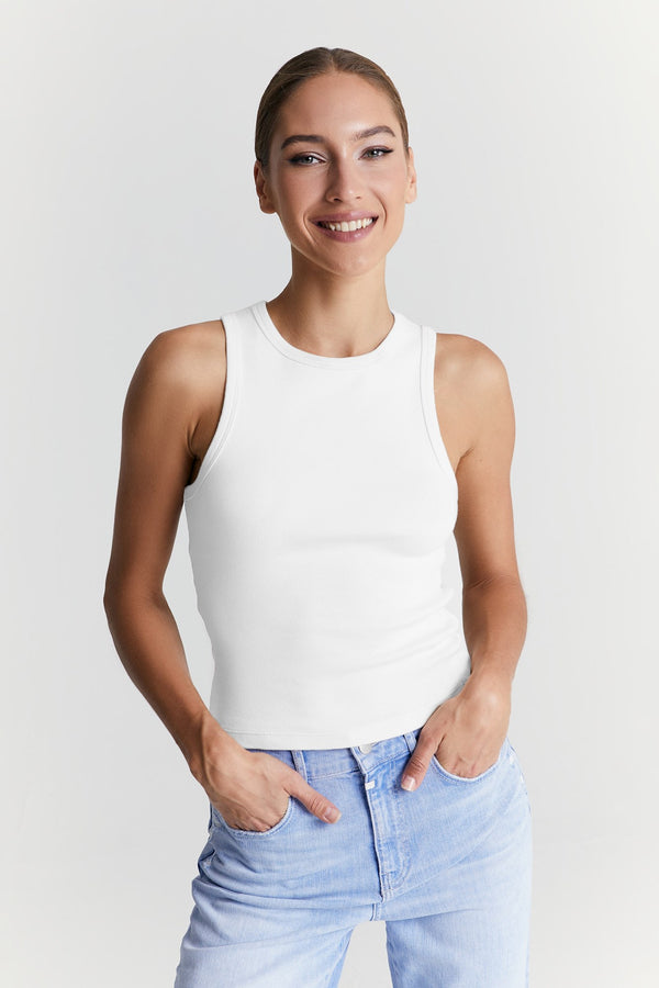cup of joe denim Liv Halter Neck Tank Top