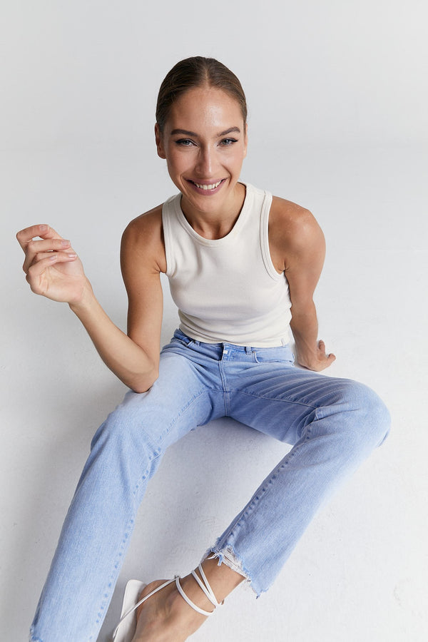 Cup Of Joe Denim Liv Halter Neck Tank Top