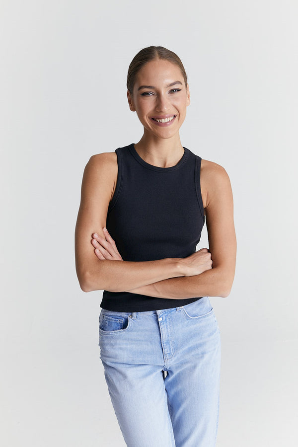 Cup Of Joe Denim Liv Halter Neck Tank Top