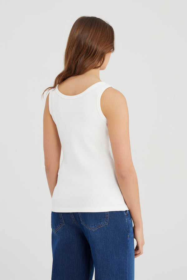 Cup Of Joe Denim Olivia Scoop Neck Strass Tank Top