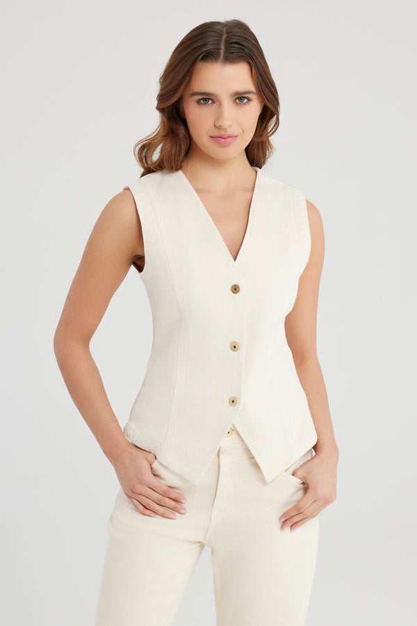 cup of joe denim Pixie V Neck Vest