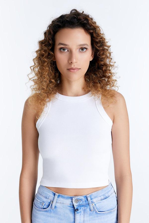 Cup Of Joe Denim Zoe Crew Neck Tank Top