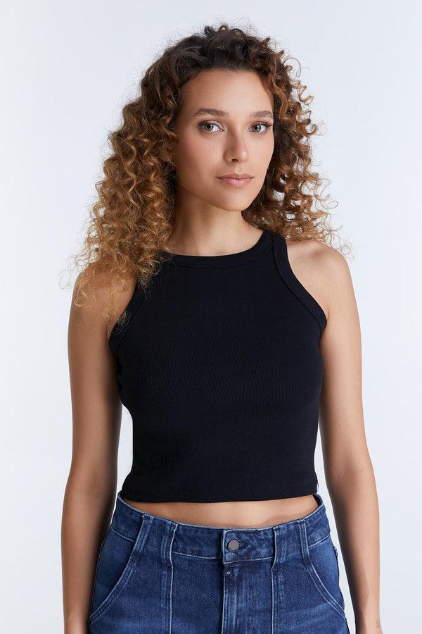 Cup Of Joe Denim Zoe Crew Neck Tank Top